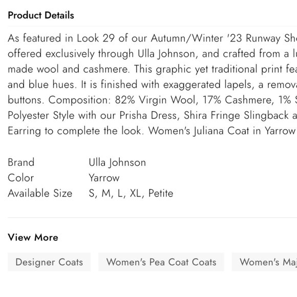 RUNWAY Ulla Johnson Women's Juliana coat With Floral Motif - Picture 8 of 9